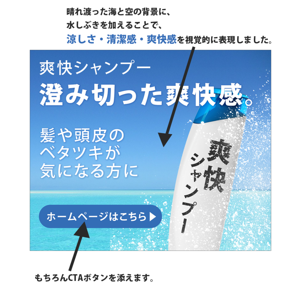 メンズ向け｜清涼感・爽快感を視覚で訴求し、行動につなげる演出設計